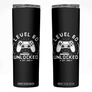 Level 60 Unlocked Video Gamer 60th Birthday Gift Skinny Tumbler Vintage 1966 60 Year Old Gift