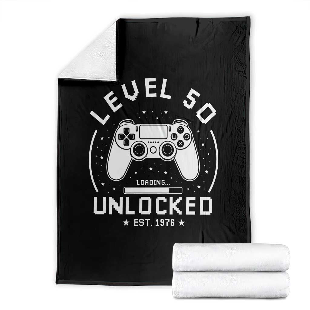 Level 50 Unlocked Video Gamer 50th Birthday Gift Throw Blanket Vintage 1976 50 Year Old Gift