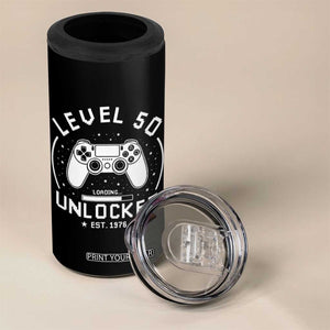 Level 50 Unlocked Video Gamer 50th Birthday Gift 4 in 1 Can Cooler Tumbler Vintage 1976 50 Year Old Gift