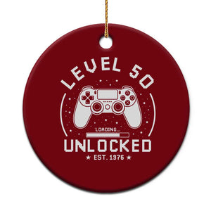 Level 50 Unlocked Video Gamer 50th Birthday Gift Ceramic Ornament Vintage 1976 50 Year Old Gift