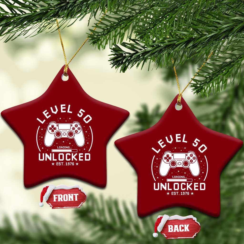 Level 50 Unlocked Video Gamer 50th Birthday Gift Ceramic Ornament Vintage 1976 50 Year Old Gift