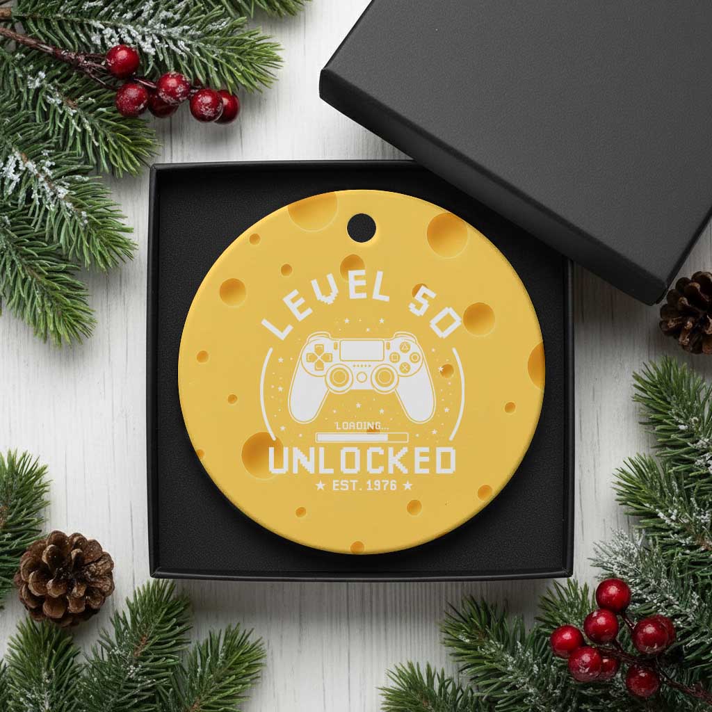 Level 50 Unlocked Video Gamer 50th Birthday Gift Ceramic Ornament Vintage 1976 50 Year Old Gift