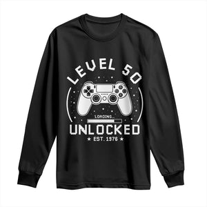 Level 50 Unlocked Video Gamer 50th Birthday Gift Long Sleeve Shirt Vintage 1976 50 Year Old Gift