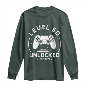 Level 50 Unlocked Video Gamer 50th Birthday Gift Long Sleeve Shirt Vintage 1976 50 Year Old Gift