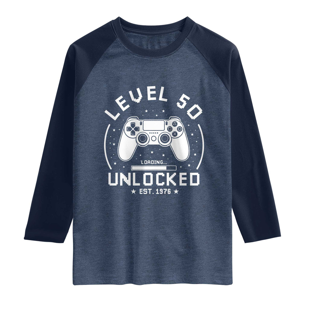 Level 50 Unlocked Video Gamer 50th Birthday Gift Raglan Shirt Vintage 1976 50 Year Old Gift