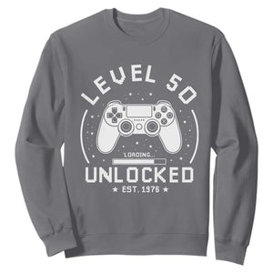 Level 50 Unlocked Video Gamer 50th Birthday Gift Sweatshirt Vintage 1976 50 Year Old Gift