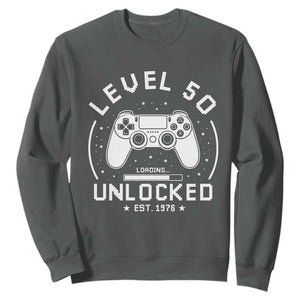 Level 50 Unlocked Video Gamer 50th Birthday Gift Sweatshirt Vintage 1976 50 Year Old Gift