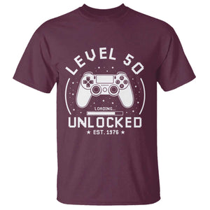 Level 50 Unlocked Video Gamer 50th Birthday Gift T Shirt Vintage 1976 50 Year Old Gift