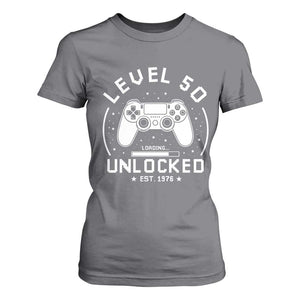 Level 50 Unlocked Video Gamer 50th Birthday Gift T Shirt For Women Vintage 1976 50 Year Old Gift
