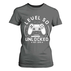 Level 50 Unlocked Video Gamer 50th Birthday Gift T Shirt For Women Vintage 1976 50 Year Old Gift