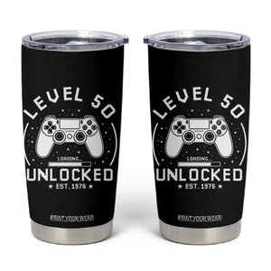Level 50 Unlocked Video Gamer 50th Birthday Gift Tumbler Cup Vintage 1976 50 Year Old Gift