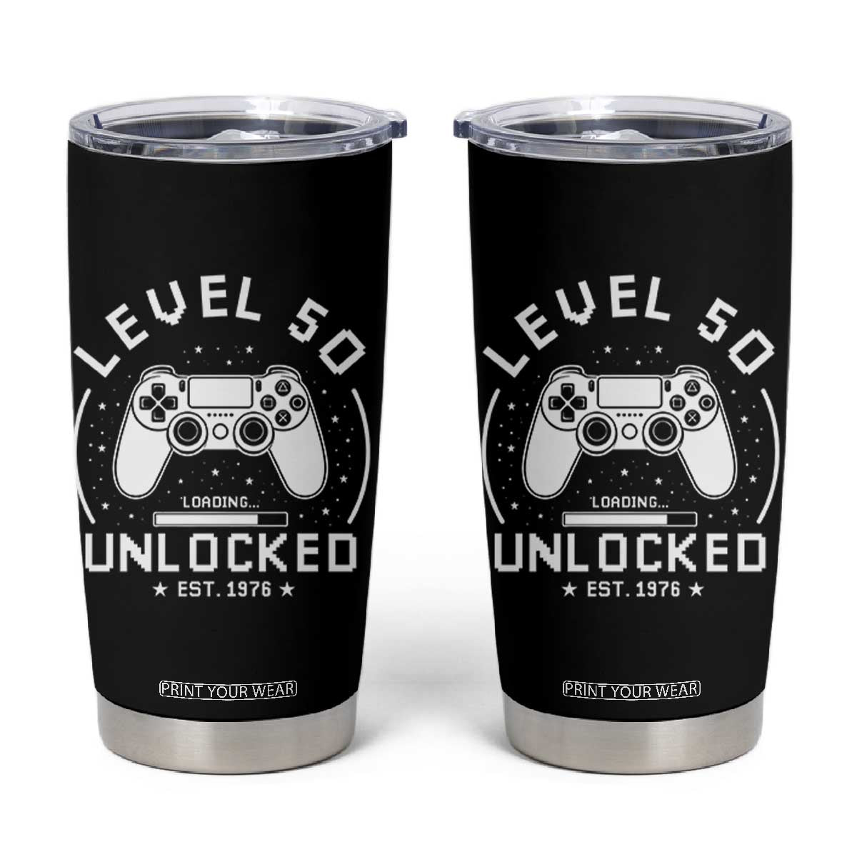 Level 50 Unlocked Video Gamer 50th Birthday Gift Tumbler Cup Vintage 1976 50 Year Old Gift TS10 Black Print Your Wear