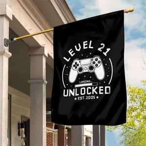 Level 21 Unlocked Video Gamer 21st  Birthday Gift Garden Flag Vintage 2005 21 Year Old Gift