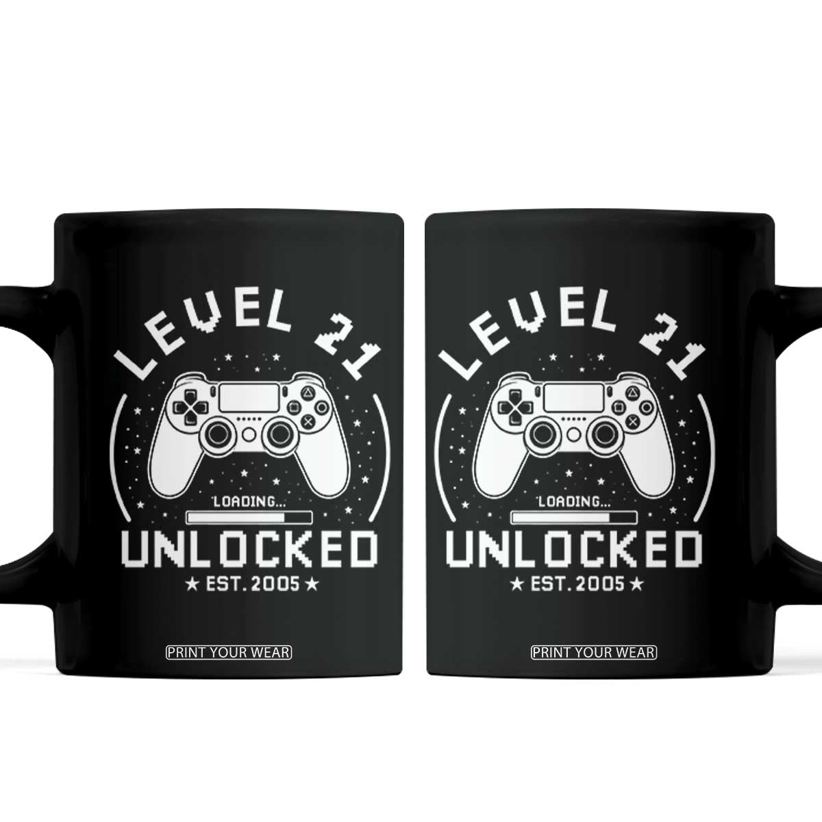 Level 21 Unlocked Video Gamer 21st  Birthday Gift Coffee Mug Vintage 2005 21 Year Old Gift