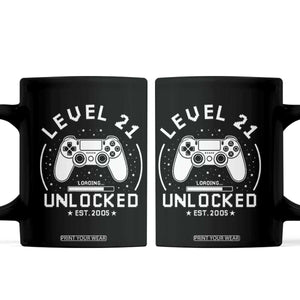 Level 21 Unlocked Video Gamer 21st  Birthday Gift Coffee Mug Vintage 2005 21 Year Old Gift