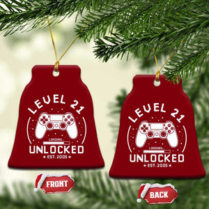 Level 21 Unlocked Video Gamer 21st  Birthday Gift Ceramic Ornament Vintage 2005 21 Year Old Gift