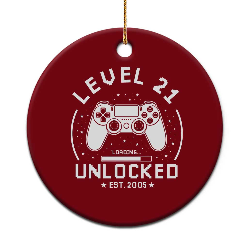 Level 21 Unlocked Video Gamer 21st Birthday Gift Ceramic Ornament Vintage 2005 21 Year Old Gift TS10 1pc Red Print Your Wear