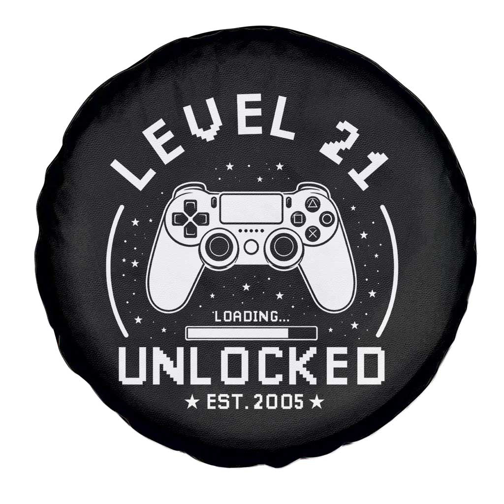 Level 21 Unlocked Video Gamer 21st  Birthday Gift Spare Tire Cover Vintage 2005 21 Year Old Gift