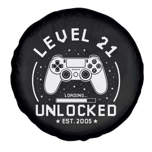 Level 21 Unlocked Video Gamer 21st  Birthday Gift Spare Tire Cover Vintage 2005 21 Year Old Gift