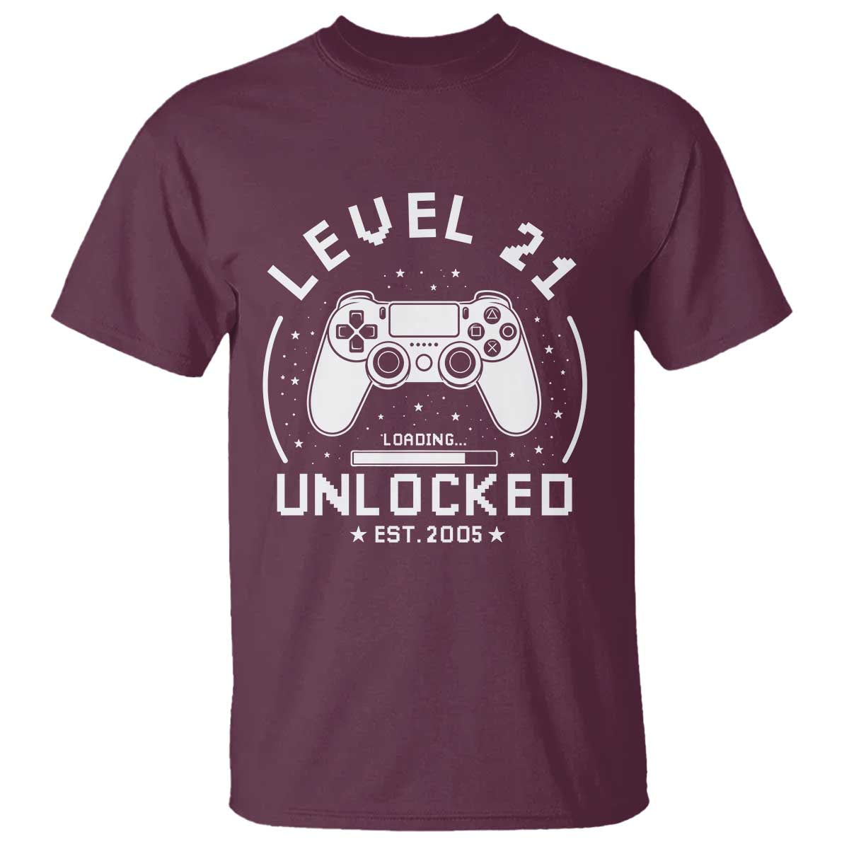 Level 21 Unlocked Video Gamer 21st  Birthday Gift T Shirt Vintage 2005 21 Year Old Gift