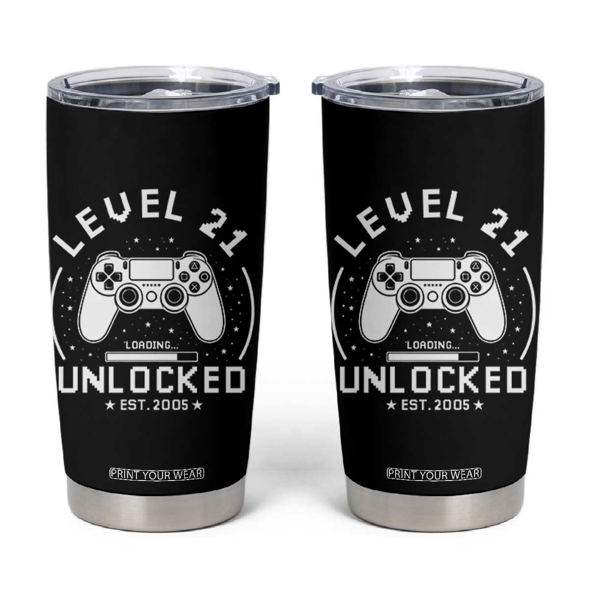 Level 21 Unlocked Video Gamer 21st  Birthday Gift Tumbler Cup Vintage 2005 21 Year Old Gift