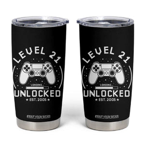 Level 21 Unlocked Video Gamer 21st  Birthday Gift Tumbler Cup Vintage 2005 21 Year Old Gift