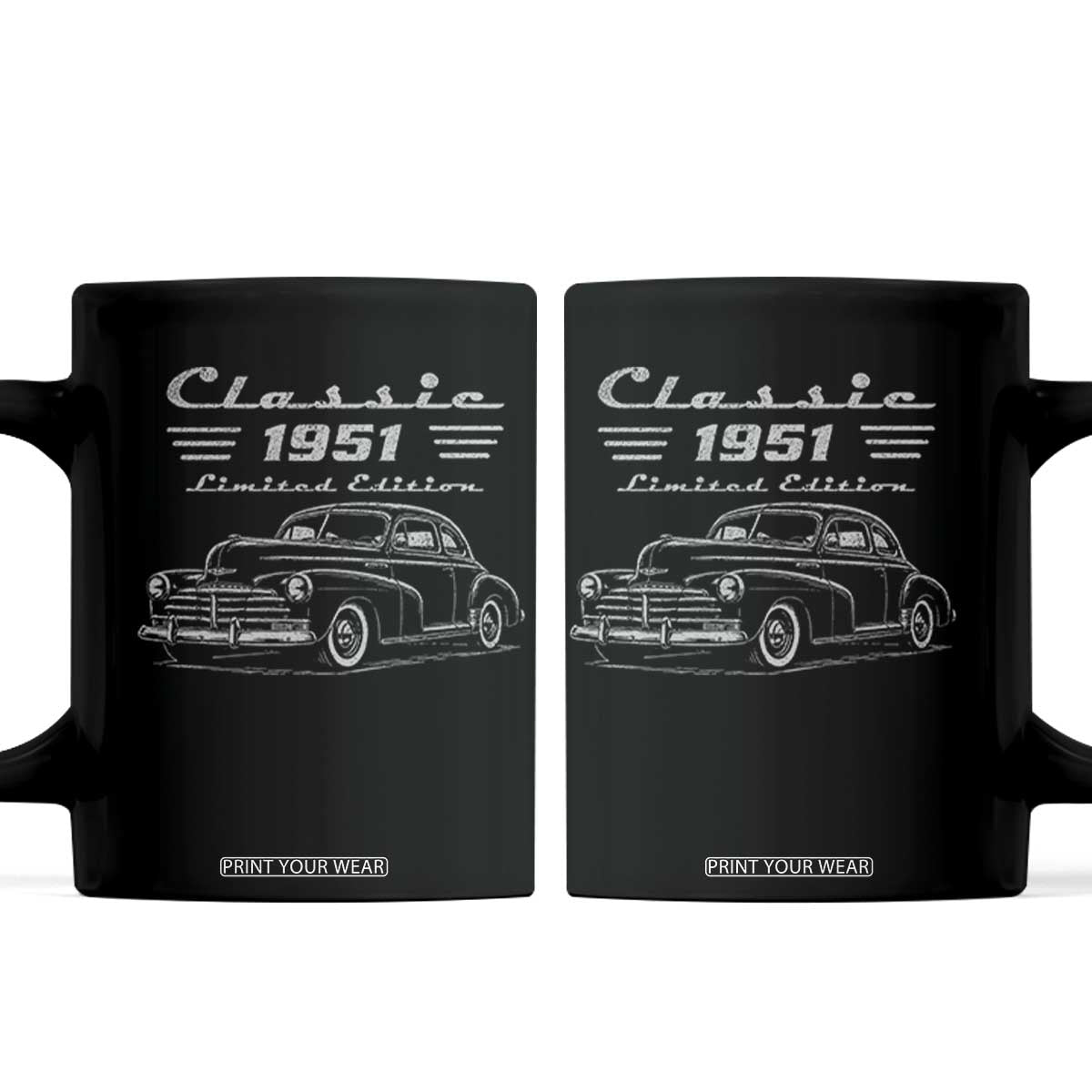 75th Birthday Coffee Mug Vintage Retro Car Classic 1951 75 Year Old Gift