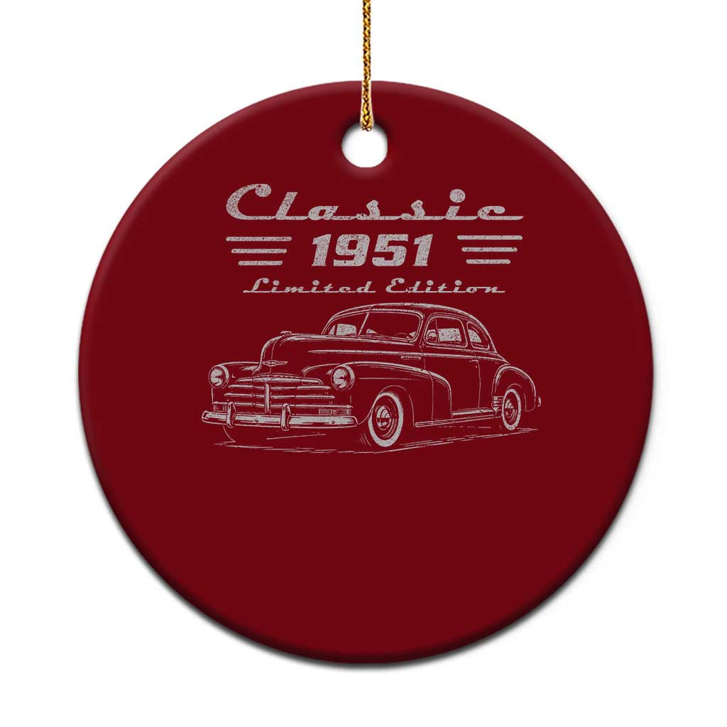 75th Birthday Ceramic Ornament Vintage Retro Car Classic 1951 75 Year Old Gift TS10 1pc Red Print Your Wear