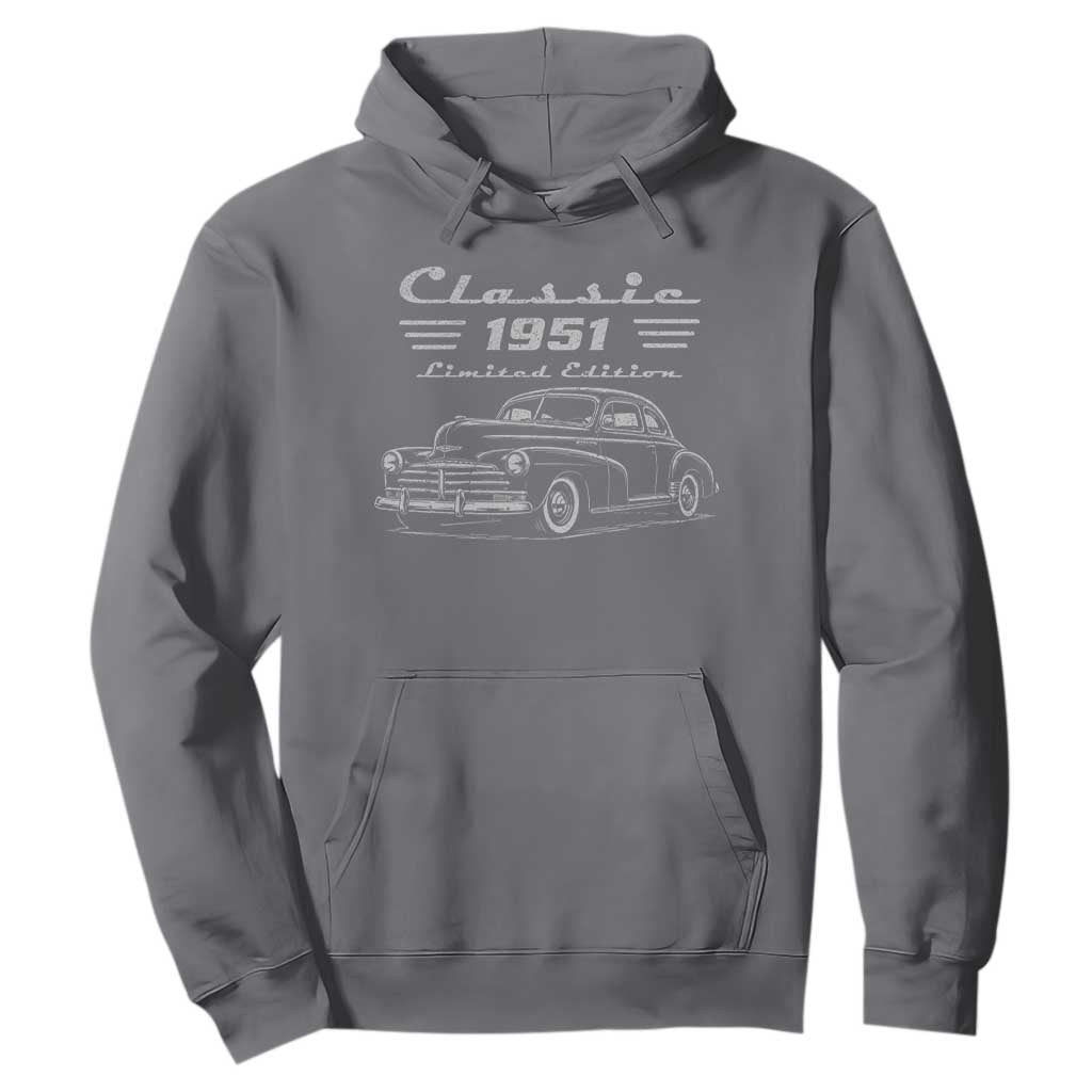 75th Birthday Hoodie Vintage Retro Car Classic 1951 75 Year Old Gift
