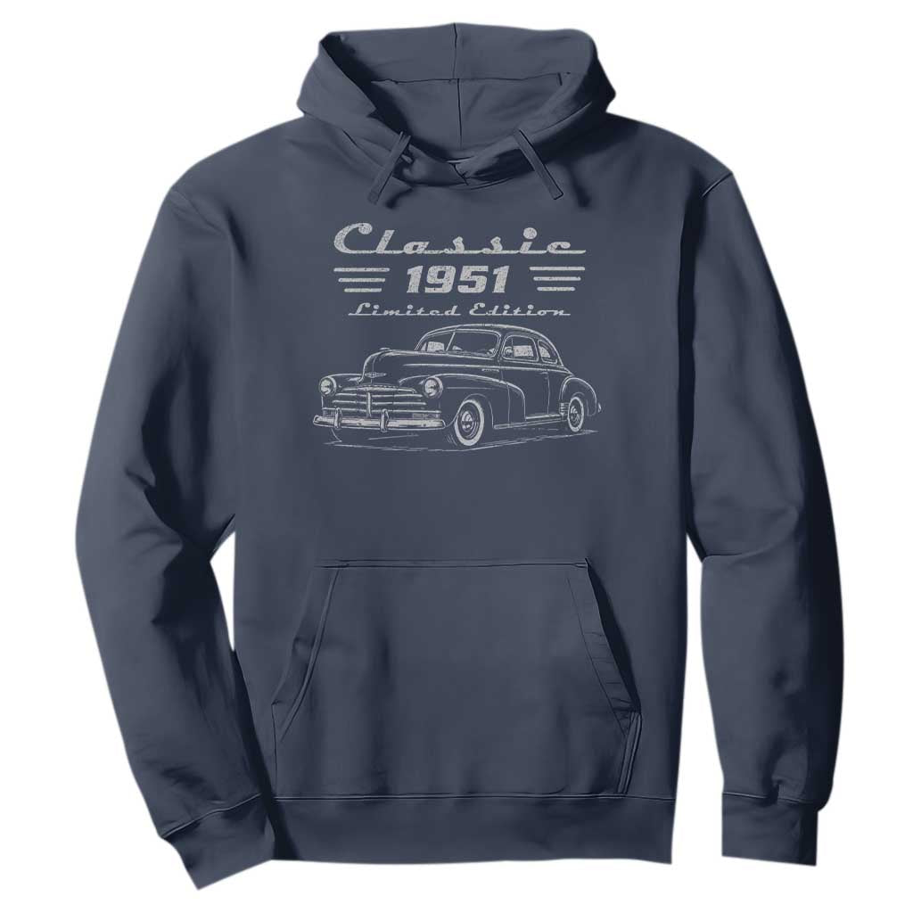 75th Birthday Hoodie Vintage Retro Car Classic 1951 75 Year Old Gift