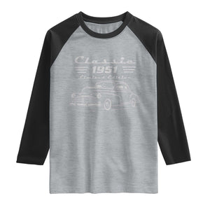 75th Birthday Raglan Shirt Vintage Retro Car Classic 1951 75 Year Old Gift