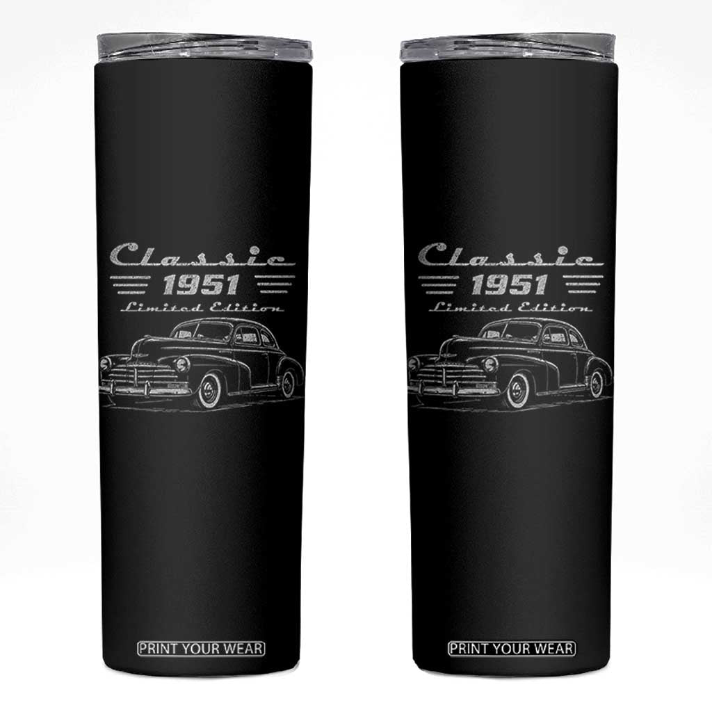 75th Birthday Skinny Tumbler Vintage Retro Car Classic 1951 75 Year Old Gift