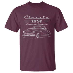 75th Birthday T Shirt Vintage Retro Car Classic 1951 75 Year Old Gift