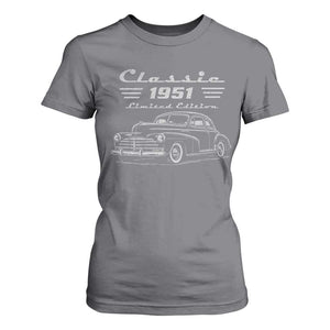 75th Birthday T Shirt For Women Vintage Retro Car Classic 1951 75 Year Old Gift