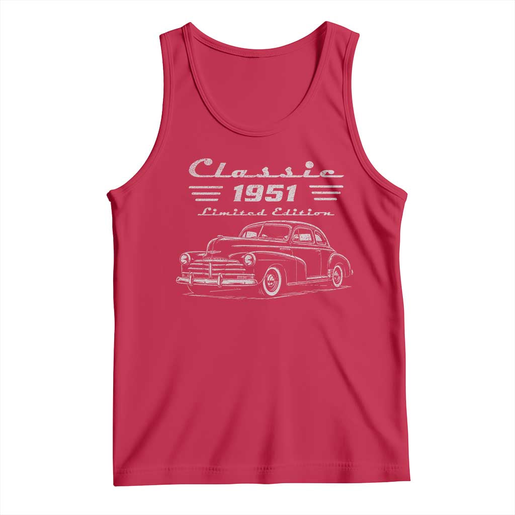 75th Birthday Tank Top Vintage Retro Car Classic 1951 75 Year Old Gift