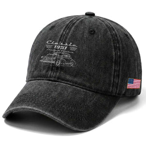 75th Birthday Washed Cotton Baseball Cap Vintage Retro Car Classic 1951 75 Year Old Gift