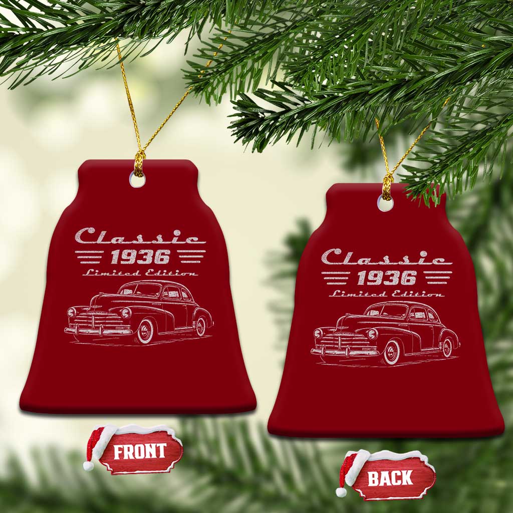 90th Birthday Ceramic Ornament Vintage Retro Car Classic 1936 90 Year Old Gift