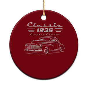 90th Birthday Ceramic Ornament Vintage Retro Car Classic 1936 90 Year Old Gift