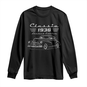 90th Birthday Long Sleeve Shirt Vintage Retro Car Classic 1936 90 Year Old Gift