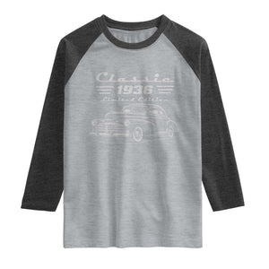90th Birthday Raglan Shirt Vintage Retro Car Classic 1936 90 Year Old Gift
