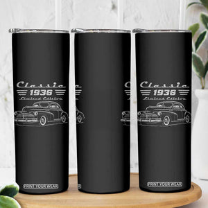 90th Birthday Skinny Tumbler Vintage Retro Car Classic 1936 90 Year Old Gift