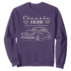 90th Birthday Sweatshirt Vintage Retro Car Classic 1936 90 Year Old Gift