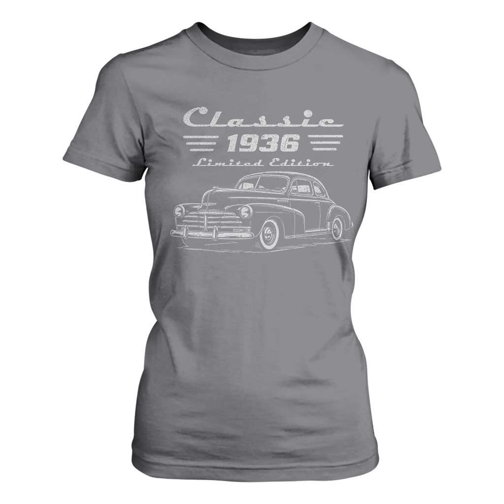 90th Birthday T Shirt For Women Vintage Retro Car Classic 1936 90 Year Old Gift