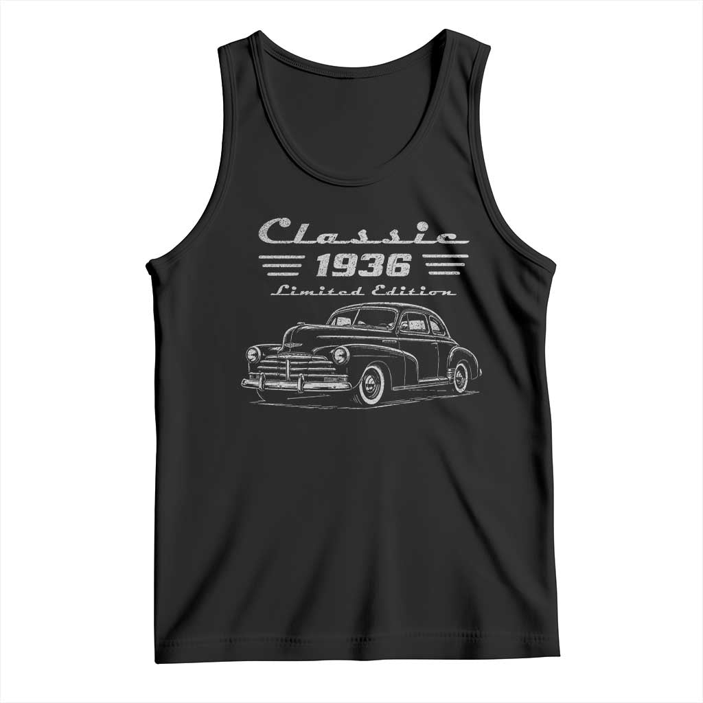 90th Birthday Tank Top Vintage Retro Car Classic 1936 90 Year Old Gift TS10 Black Print Your Wear