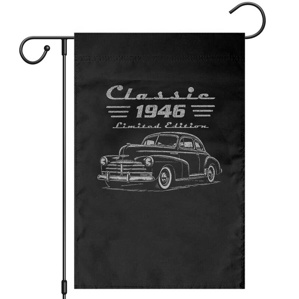 80th Birthday Garden Flag Vintage Retro Car Classic 1946 80 Year Old Gift