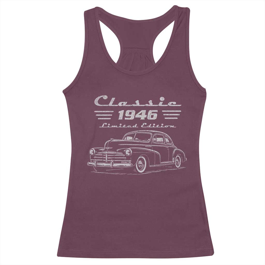 80th Birthday Racerback Tank Top Vintage Retro Car Classic 1946 80 Year Old Gift