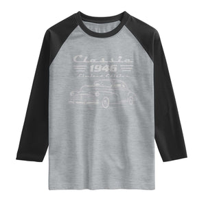 80th Birthday Raglan Shirt Vintage Retro Car Classic 1946 80 Year Old Gift