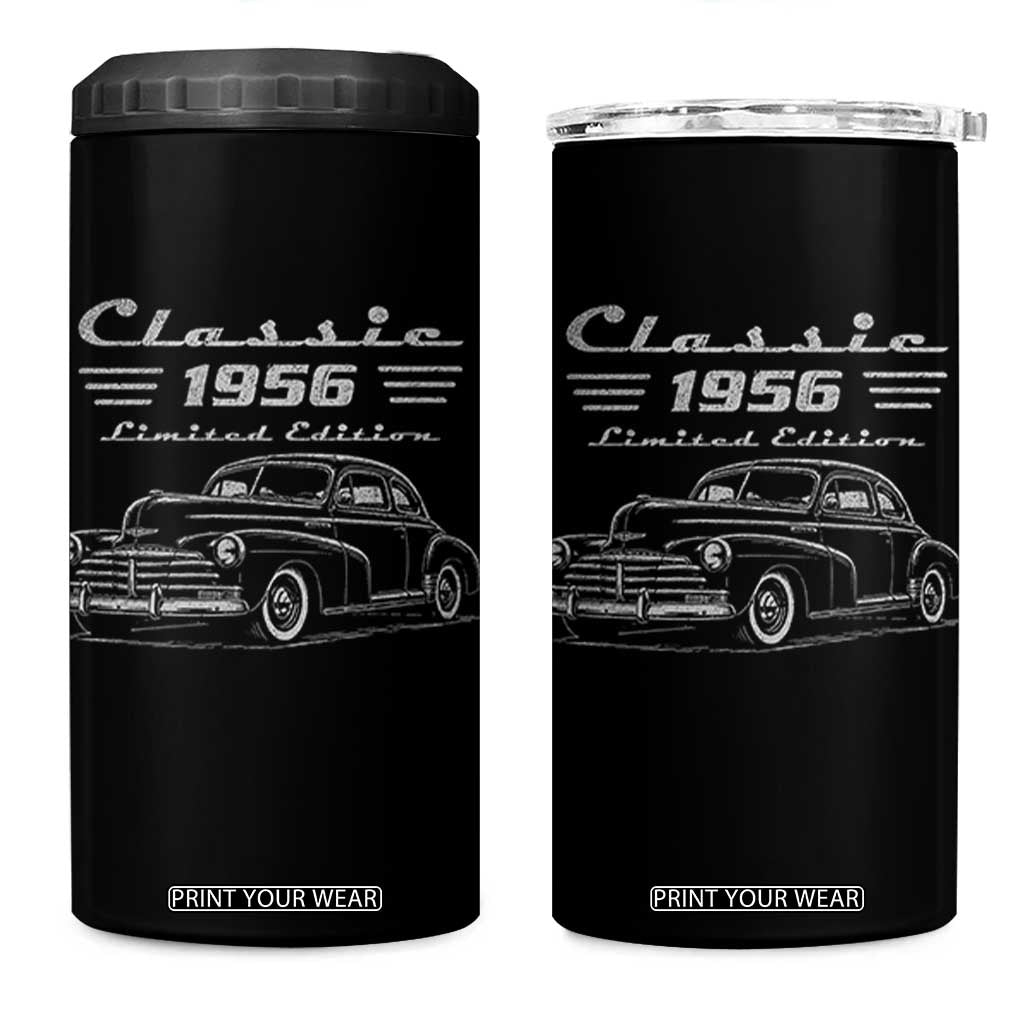 70th Birthday 4 in 1 Can Cooler Tumbler Vintage Retro Car Classic 1956 70 Year Old Gift