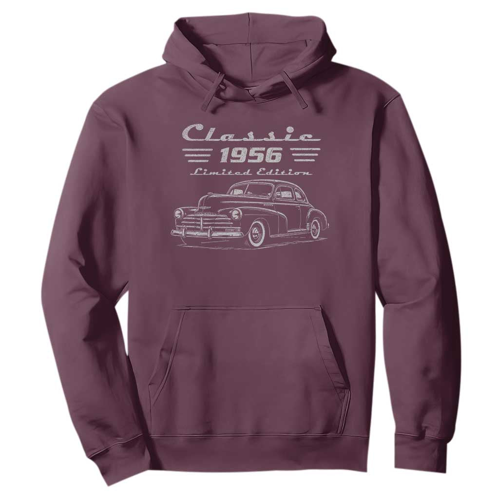 70th Birthday Hoodie Vintage Retro Car Classic 1956 70 Year Old Gift