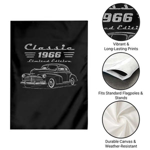 60th Birthday Garden Flag Vintage Retro Car Classic 1966 60 Year Old Gift